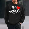 thumbnail image 1 of Limited Time Discount LEBONYARD Mens Tops Long Sleeve,Men's Valentine's Day Printed Casual Long Sleeved Round Neck Base Hoodie Black L, 1 of 5