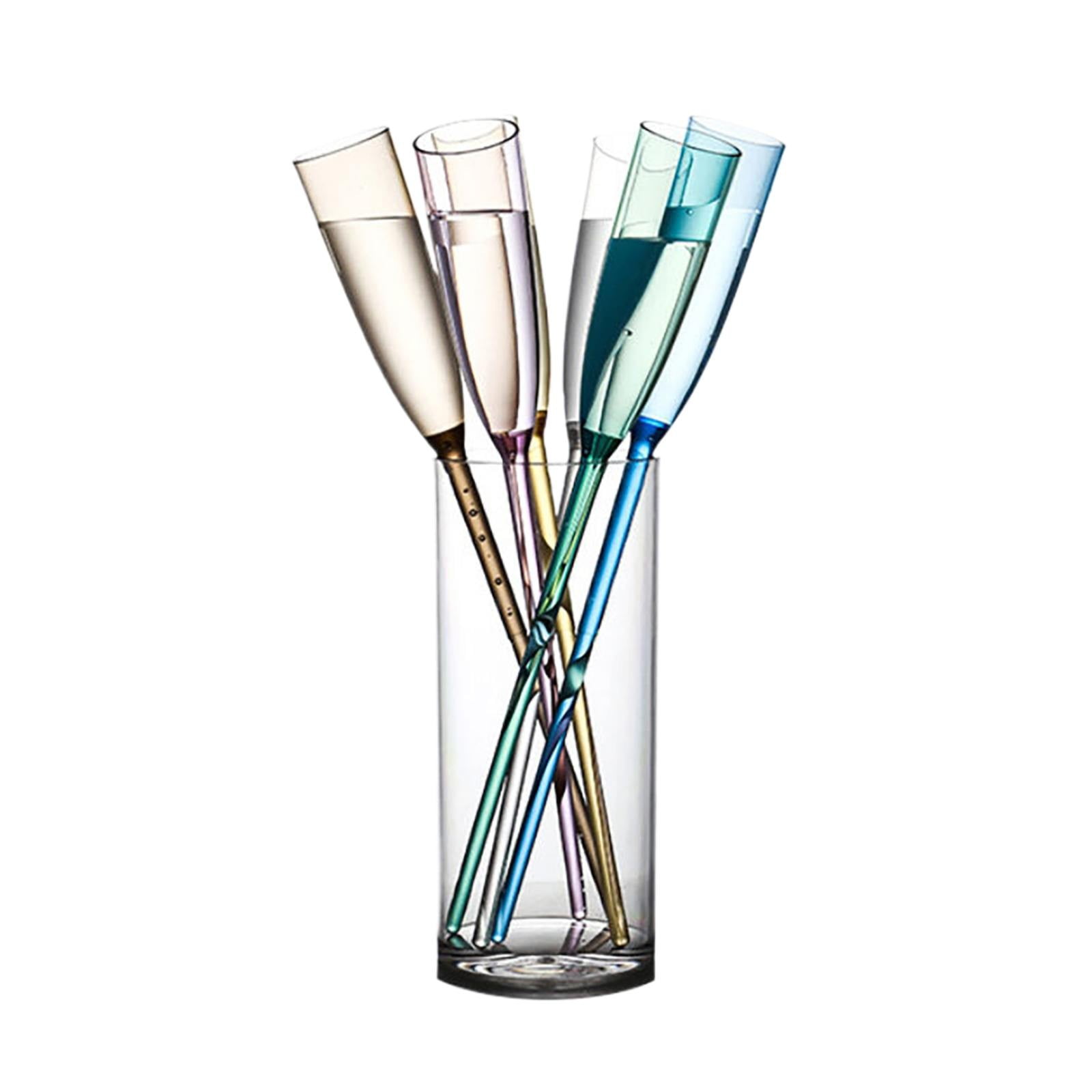 Limited Time Offer Dienrx Floating Champagne Glasses, Floating Champagne Flutes Floating Wine Glass Champagne Flutes Bouquet Vintage Acrylic Colorful Transparent Glasses for Wedding Party