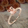 thumbnail image 1 of Limited Time Sale: 1.25 Carat Emerald Cut Morganite And Diamond Moissanite Engagement Ring With 18K Rose Gold Plating, Promise Ring, Anniversary Ring, 1 of 4