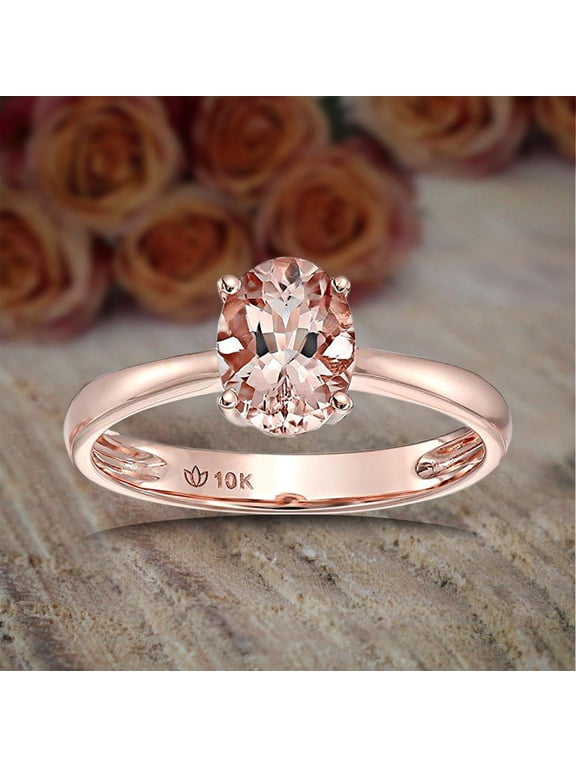 Limited Time Sale 1.25 Carat Morganite (8x6mm Oval cut Morganite) Solitaire Engagement Ring with 18k Gold Plating