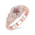 thumbnail image 1 of Limited Time Sale 1.25 Carat Peach Pink Morganite (Round Shaped Morganite) and Diamond Engagement Ring in 10k Rose Gold Jewelry, 1 of 3