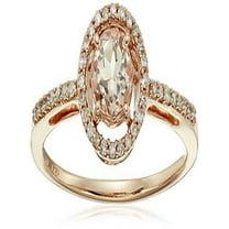 Limited Time Sale: 1.25 Carat Peach Pink Morganite (Round cut Morganite) and Diamond Engagement Ring in 10k Rose Gold