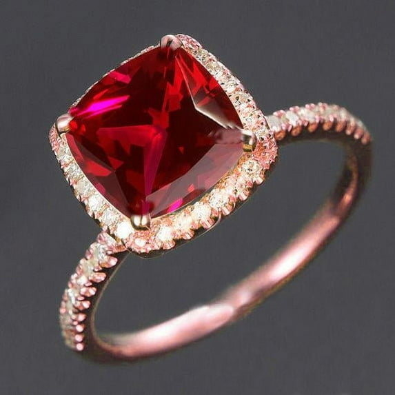 Limited Time Sale: 1.25 Carat Red Ruby and Diamond Engagement Ring in 10k Rose Gold for Women on Sale