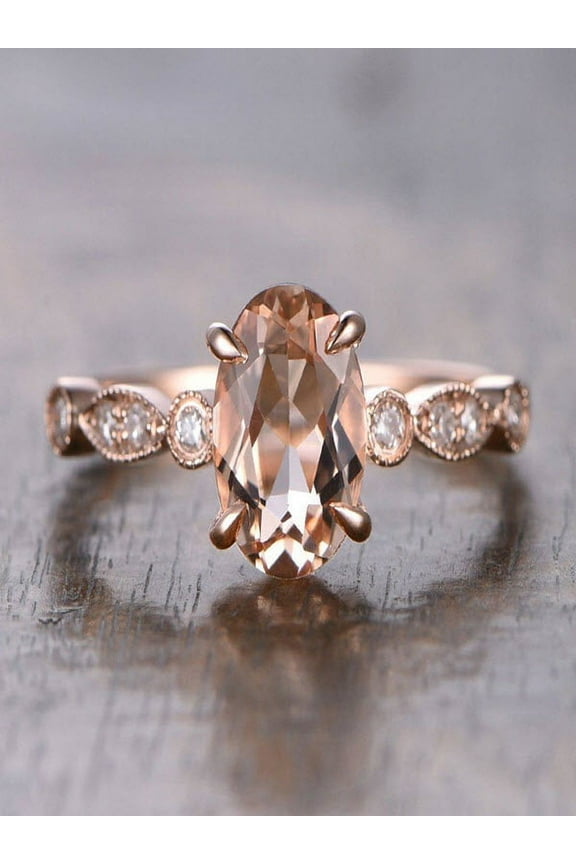 Limited Time Sale 1.25 carat Morganite and Diamond Engagement Ring in 10k Rose Gold for Women Under 300