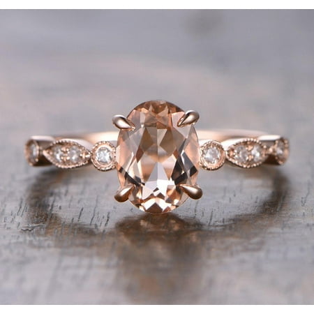 Limited Time Sale 1.25 carat Morganite and Diamond Engagement Ring in 10k Rose Gold for Women Under 300