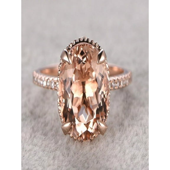 Limited Time Sale 1.25 carat Morganite and Diamond Engagement Ring in 10k Rose Gold for Women