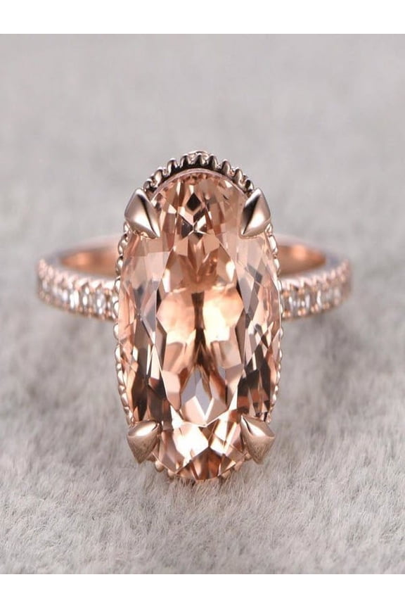 Limited Time Sale 1.25 carat Morganite and Diamond Engagement Ring in 10k Rose Gold for Women