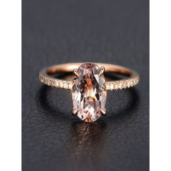 Limited Time Sale 1.25 carat Morganite and Diamond Engagement Ring in 10k Rose Gold for Women