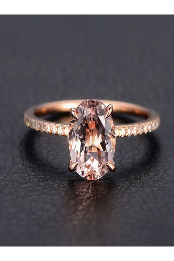 Limited Time Sale 1.25 carat Morganite and Diamond Engagement Ring in 10k Rose Gold for Women