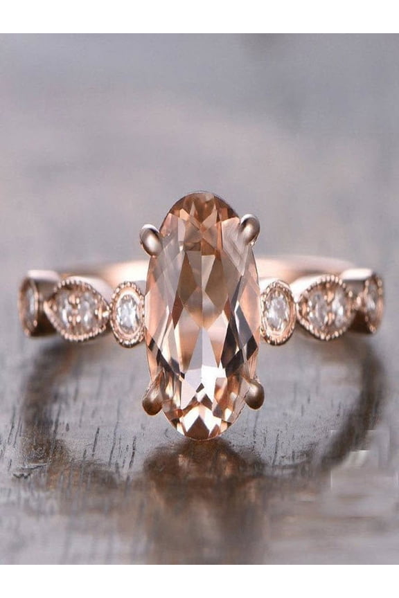 Limited Time Sale 1.25 carat Morganite and Diamond Engagement Ring in 10k Rose Gold for Women