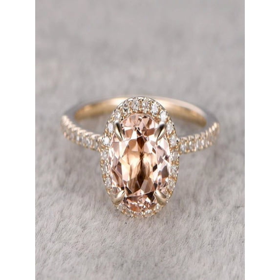 Limited Time Sale 1.25 carat Morganite and Diamond Halo Engagement Ring in 10k Rose Gold for Women