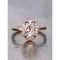 thumbnail image 1 of Limited Time Sale 1.25 carat Morganite and Diamond Halo Engagement Ring in 10k Rose Gold for Women, 1 of 2
