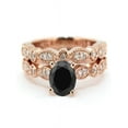 thumbnail image 1 of Limited Time Sale: 1.25 carat Round Cut Black White Diamond Bridal Wedding Engagement Ring Set in 10k Rose Gold, 1 of 2