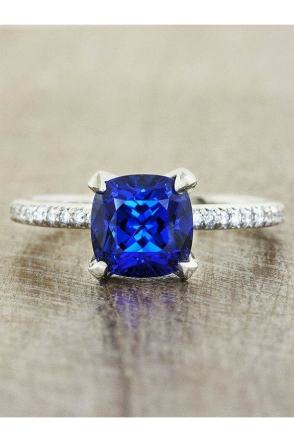 Limited Time Sale 1.25 carat Sapphire and Diamond Engagement Ring in 10k White Gold for Women