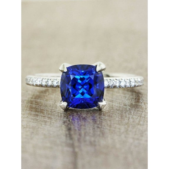Limited Time Sale 1.25 carat Sapphire and Diamond Engagement Ring in 10k White Gold for Women