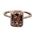 thumbnail image 1 of Limited Time Sale: 1.50 Carat Peach Pink Emerald Cut Real Morganite Man made diamond moissanite Engagement Ring Sterling Silver with 18k Gold Plating, 1 of 4