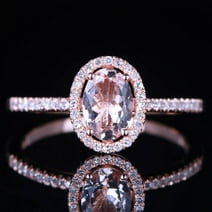 Limited Time Sale 1.50 carat Morganite and Diamond Engagement Ring in 10k Rose Gold for Women