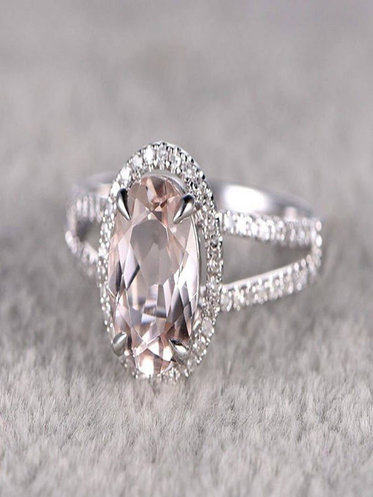 Limited Time Sale 1.50 carat Morganite and Diamond Engagement Ring in 10k White Gold for Women