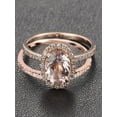 thumbnail image 1 of Limited Time Sale 1.50 carat Round Cut Morganite and Diamond Halo Bridal Wedding Ring Set in Rose Gold, 1 of 2