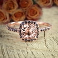 thumbnail image 1 of Limited Time Sale: 1.75 Carat 6mm Round Cut Morganite and Black Diamond Moissanite Engagement Ring with 18k Gold Plating, 1 of 5