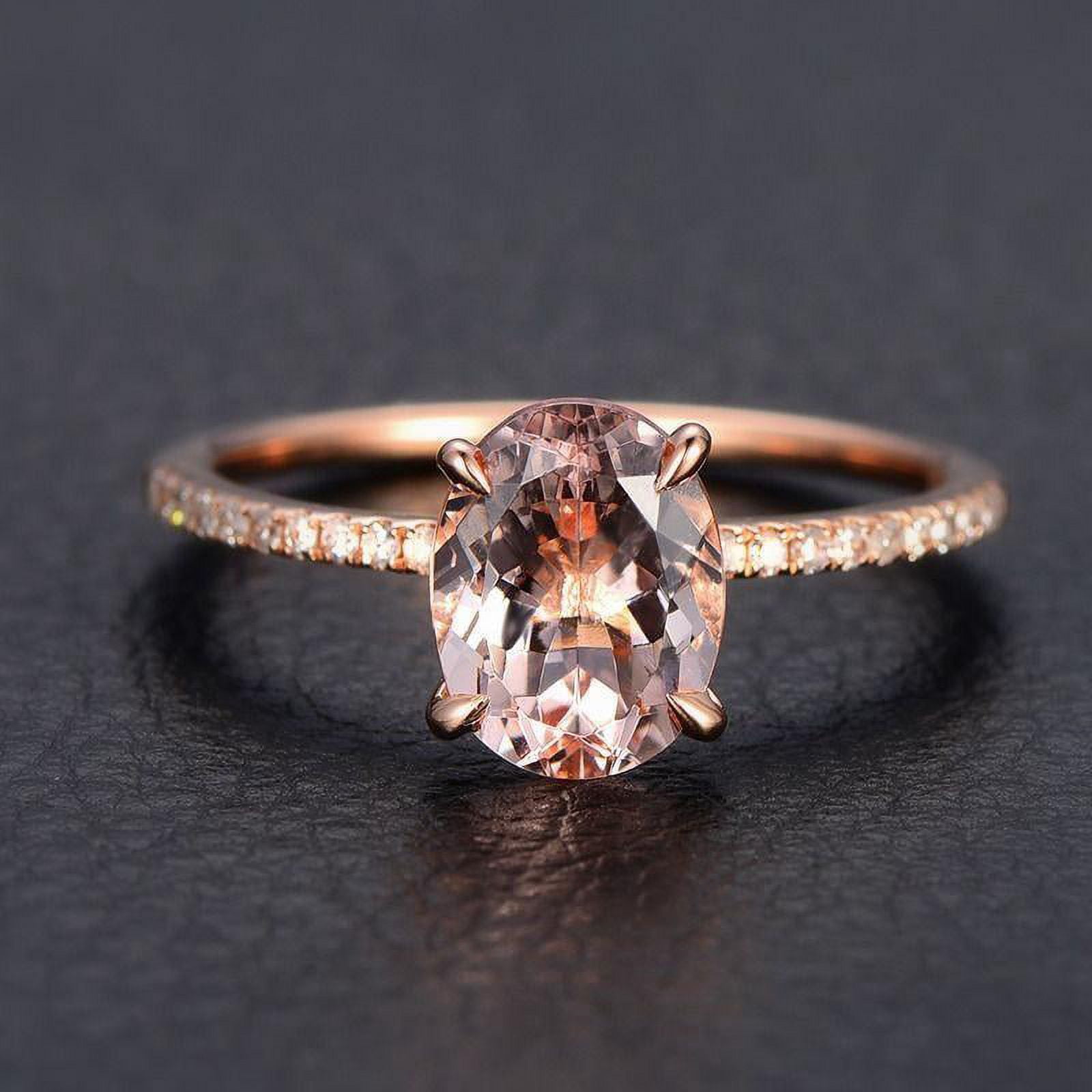Limited Time Sale 1.75 Carat 8x6mm Oval Cut Morganite and Diamond Moissanite Engagement Ring in 10k Rose Gold for Women