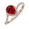 thumbnail image 1 of Limited Time Sale:1.75 Carat Red 8x5mm Pear Cut Ruby And Halo Moissanite Diamond Engagement Ring in 10k Rose Gold for Women on Sale, 1 of 3