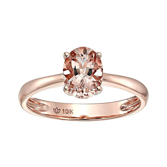 Limited Time Sale 1 Carat Oval Cut Morganite Solitaire Engagement Ring In 10K Rose Gold