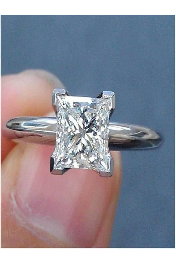 Limited Time Sale 1 Carat Princess cut Moissanite Diamond Engagement Ring in 10k White Gold on Sale Under 300