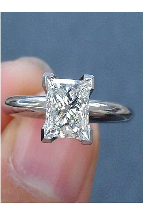 Limited Time Sale 1 Carat Princess cut Moissanite Diamond Engagement Ring in 10k White Gold on Sale Under 300