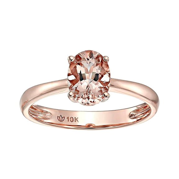 Limited Time Sale 1 carat Morganite (Oval cut Morganite) Solitaire Engagement Ring in 10k Rose Gold