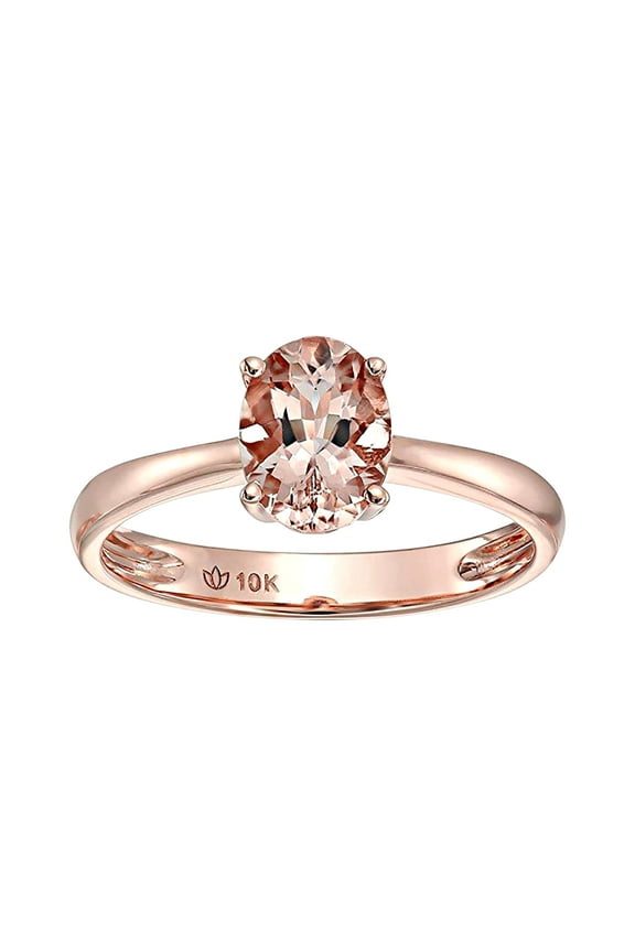 Limited Time Sale 1 carat Morganite (Oval cut Morganite) Solitaire Engagement Ring in 10k Rose Gold