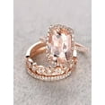 thumbnail image 1 of Limited Time Sale 2 Carat Morganite And Diamond Moissnaite Trio Wedding Bridal Ring Set In 10K Rose Gold, One Engagement Ring & 2 Wedding Bands, Promise Ring, Anniversary Ring, 1 of 2