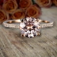 thumbnail image 1 of Limited Time Sale: 6mm Round Cut 1.5 Carat Peach Pink Morganite and Diamond Moissanite Engagement Ring with 18k Gold Plating, 1 of 3