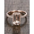 thumbnail image 1 of Limited Time Sale: Antique Halo 1.50 Carat Peach Pink Morganite (emerald cut Morganite) Diamond Engagement Ring in 10k Rose Gold, 1 of 2