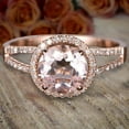 thumbnail image 1 of Limited Time Sale Antique Halo 2 Carat 6mm Round Cut Morganite and Diamond Moissanite Halo Engagement Ring with 18k Gold Plating, 1 of 3