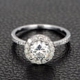 thumbnail image 1 of Limited Time Sale Half carat Antique design Halo Round Engagement Ring in 10k White Gold for Women, 1 of 3