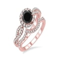 thumbnail image 1 of Limited Time Sale Infinity 1.50 Carat Black and White Round cut Diamond Bridal Set in 10k Rose Gold Wedding Engagement Ring Set, 1 of 2