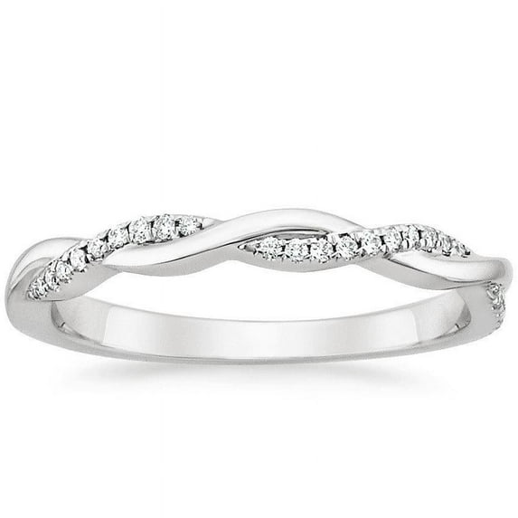 Limited Time Sale Infinity Curved Diamond Moissanite Wedding Ring Band In 10K White Gold For Women On Sale
