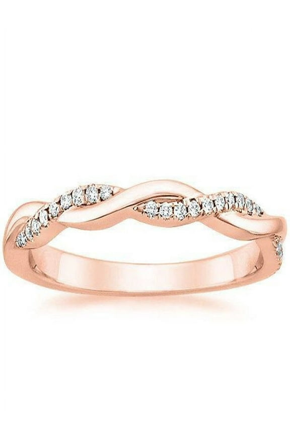 Limited Time Sale Infinity Curved Diamond Wedding Ring Band in Rose Gold For Women on Sale