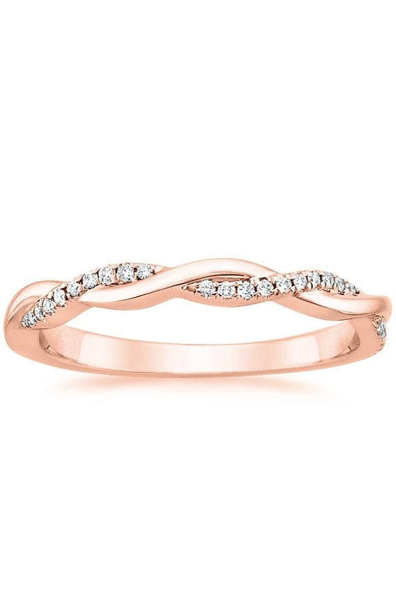 Limited Time Sale Infinity Curved Diamond Wedding Ring Band in Rose Gold For Women on Sale