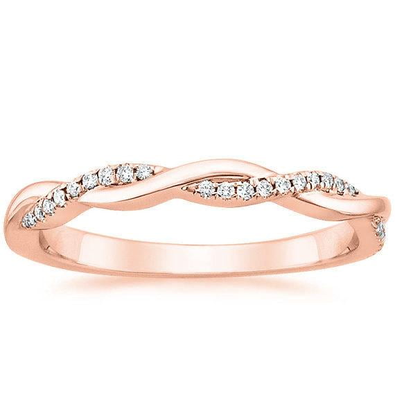 Limited Time Sale Infinity Curved Diamond Wedding Ring Band in Rose Gold For Women on Sale