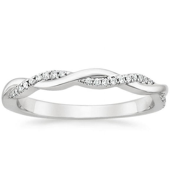 Limited Time Sale Infinity Curved Diamond Wedding Ring Band in White Gold For Women on Sale