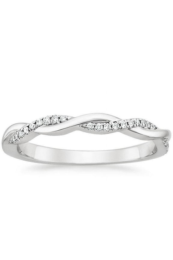 Limited Time Sale Infinity Curved Diamond Wedding Ring Band in White Gold For Women on Sale