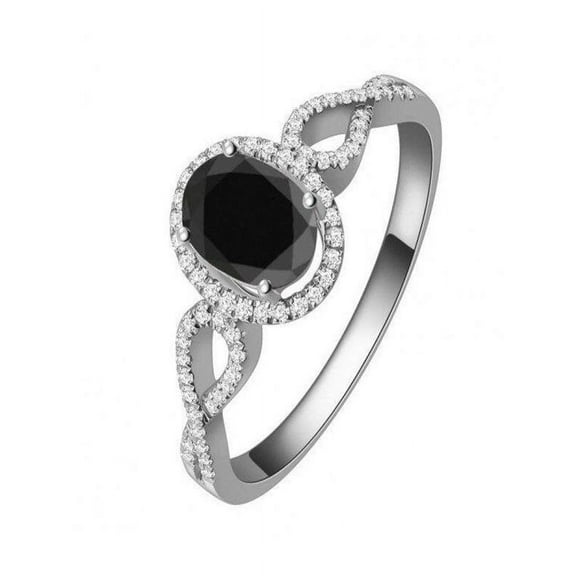 Limited Time Sale Infinity Halo Design 1.50 Carat Black Diamond Engagement Ring in 10k White Gold on Sale Now