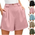 thumbnail image 1 of Limited Time Sale! QATAINLAV Women's Linen Dressy Casual Business Work Shorts Summer High Waist Pleated Wide Leg Bermuda Shorts with Pockets Black S, 1 of 9