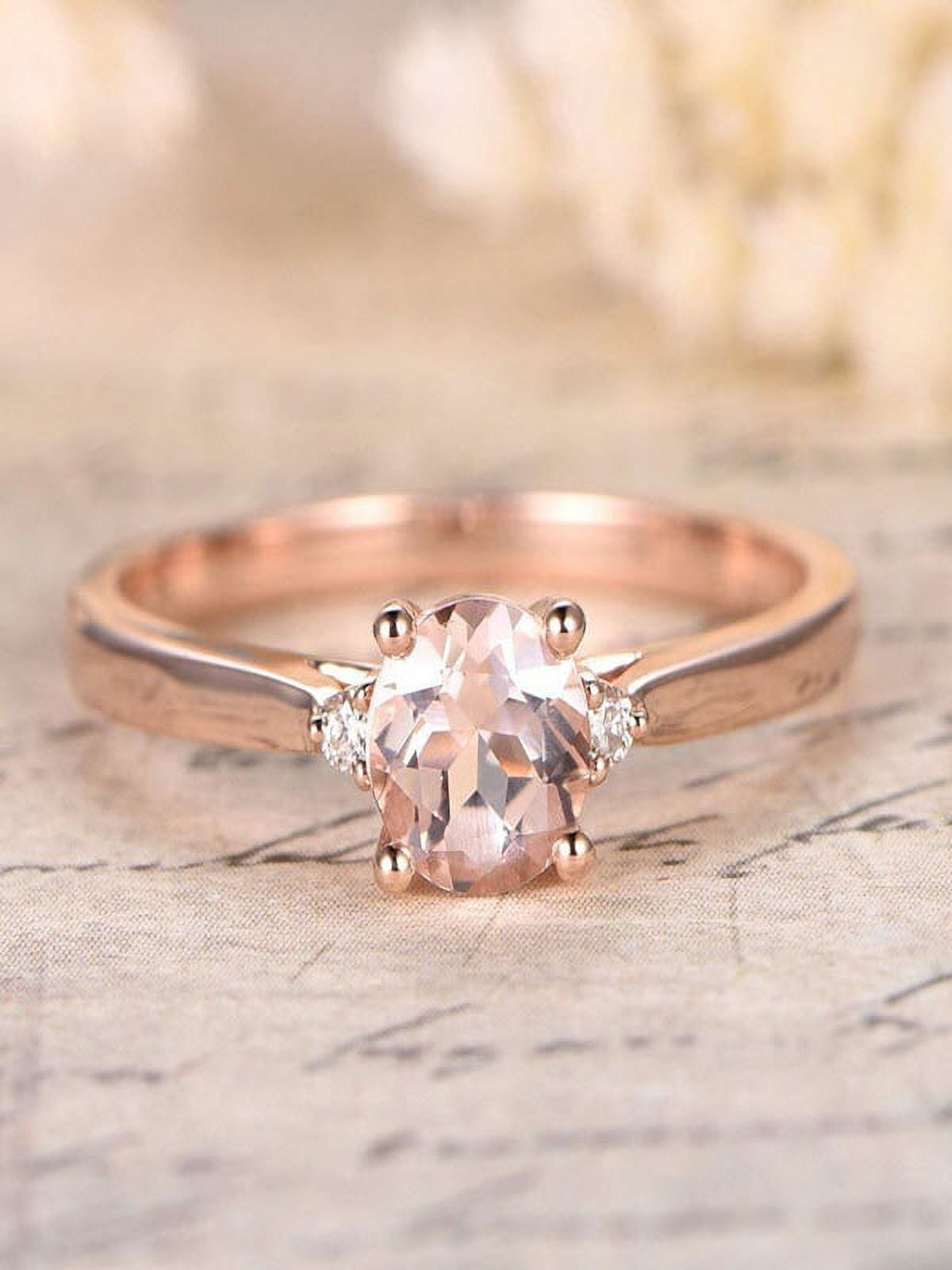 Limited Time Sale Trilogy Three Stone 1.10 carat Morganite and Diamond Engagement Ring in 10k Rose Gold for Women