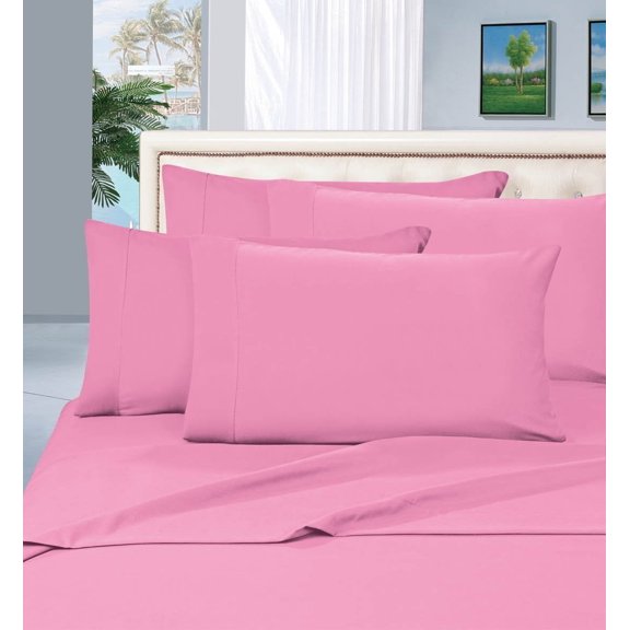 Limited Time Wrinkle-Free 4-Piece Bed Sheet Set, Deep Pocket up to 16 inch, King Light Pink