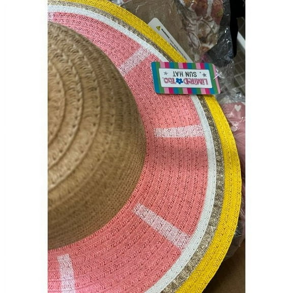 Limited Too Floppy Sun Hat For Girls & Teens Bright Pink Yellow Gold Metallic Grapefruit