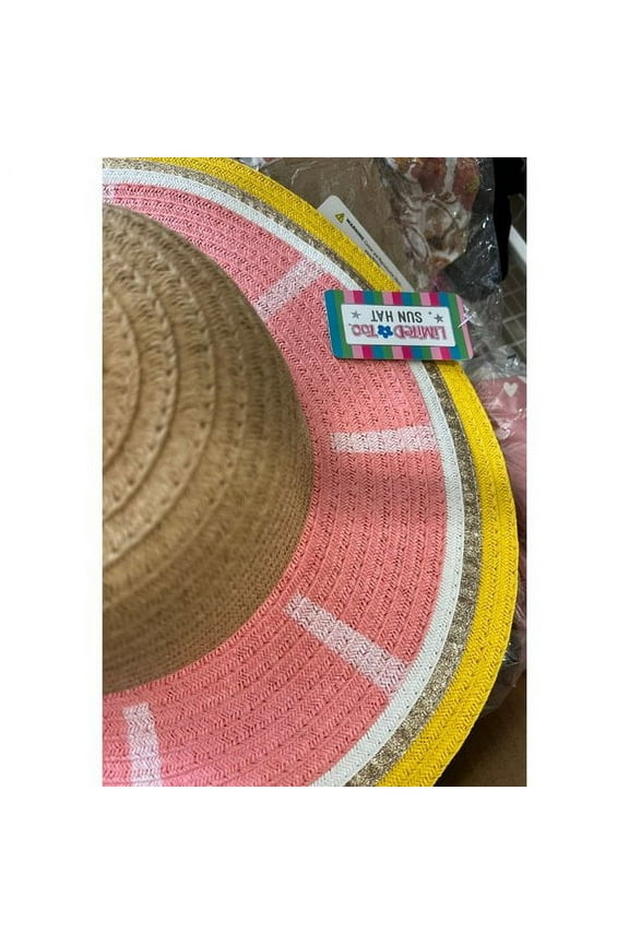 Floppy Sun Hat For Girls & Teens Bright Pink Yellow Gold Metallic Grapefruit