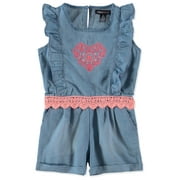 Limited Too Girls 2T-4T Heart Lace Romper (Blue 3T)